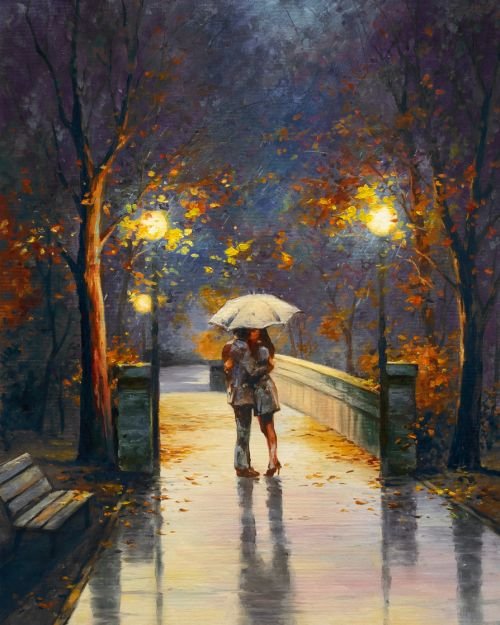 Рисуване по номера - В тишината на есенния дъжд, 40х50см