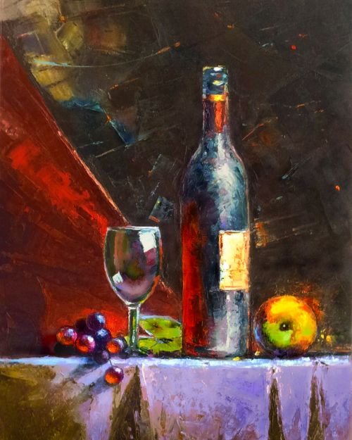 Рисуване по номера - Натюрморт с вино, 40х50см