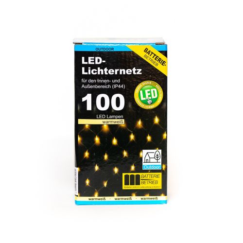 Светеща мрежа със 100бр. LED лампички и таймер, 1,5х1,5м