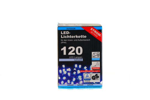 LED светлинна верига с 120 светодиода за външна употреба, 12м, студено бяло