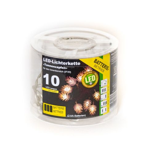 Коледни LED лампички във формата на борови шишарки 10бр. – 1,2м