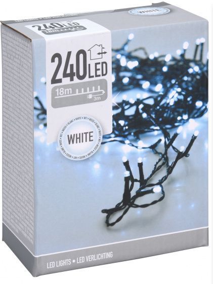 LED коледни лампички, бяла светлина, 240 светодиода, 18м